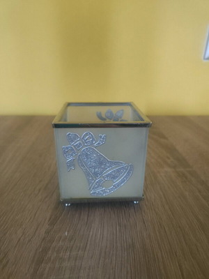 Christmas candle holder used Frosted Glass