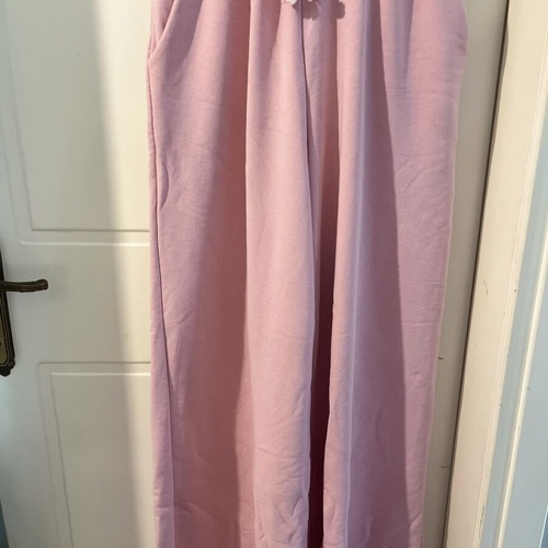 Noobass pink cotton jumpsuit, sporty style, drawstring waist, size L