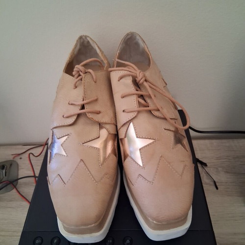 Exe Oxford leather shoes new, size 38, beige with metallic stars