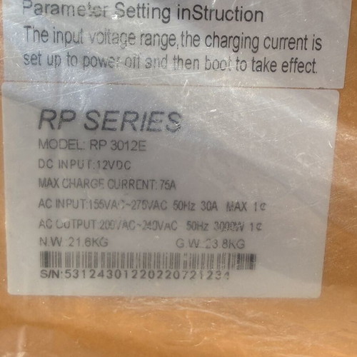 Vevor RP3012E pure sine wave inverter and charger like new