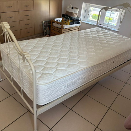 Laura Ashley metal bed 90cm x 190cm with mattresses like new