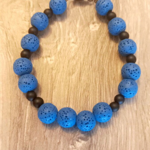 Children's bracelet with blue volcanic lava stones, VÅM Téchne