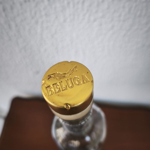 Beluga Gold Line vodka set of 3 with luxury case and opener, like new