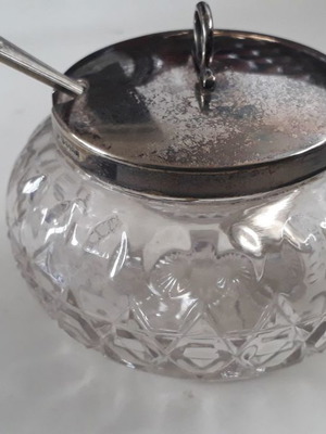 Old glass sweet jar used with silver-plated lid