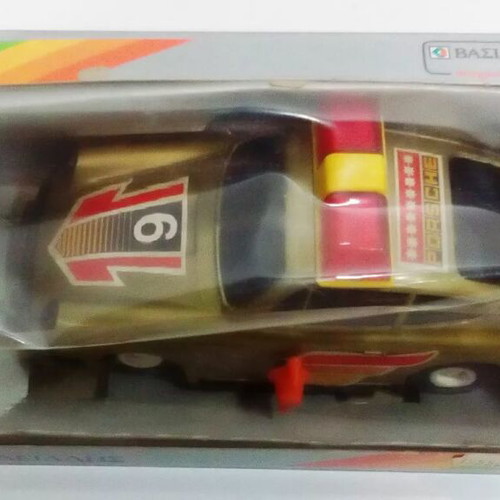 Vintage wind-up toy car used Greek made Vasileiadis Porsche