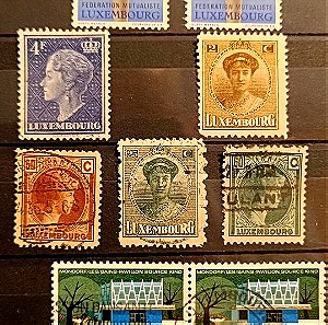 Luxembourg 9 διαφορα συλλεκτικά γραμματόσημα