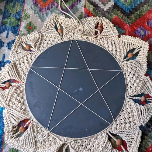 Macrame boho decorative mirror new, round