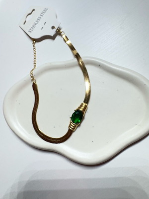 Bracelet with stone and green detail, new