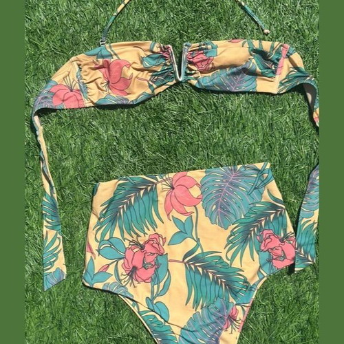 Vassia Kostara high-waisted bikini like new with tropical floral print