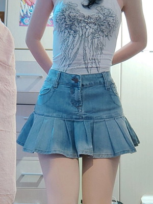 Blue denim skirt new, size XL, turquoise blue