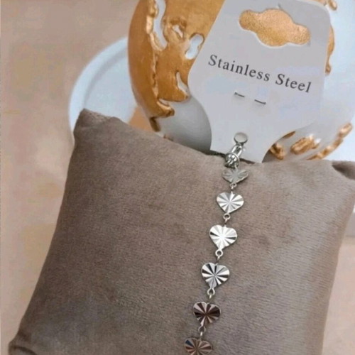 Steel bracelet chain with hearts new, silver color