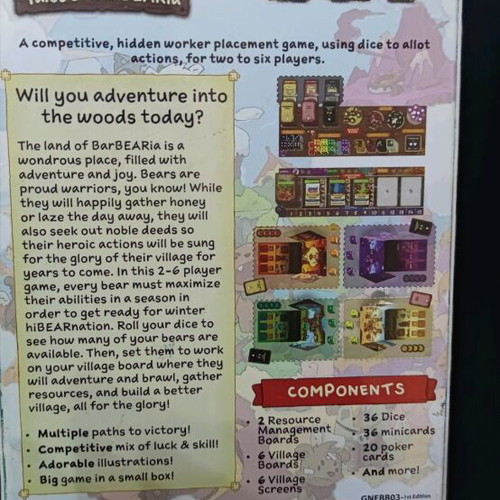 BarBEARian Battlegrounds: Tales of BarBEARia board game new