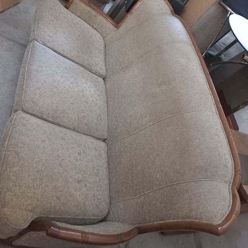 Three-seater sofa with wooden finish used