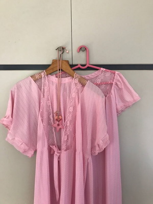 Vintage nightgown and robe de chambre set pink new