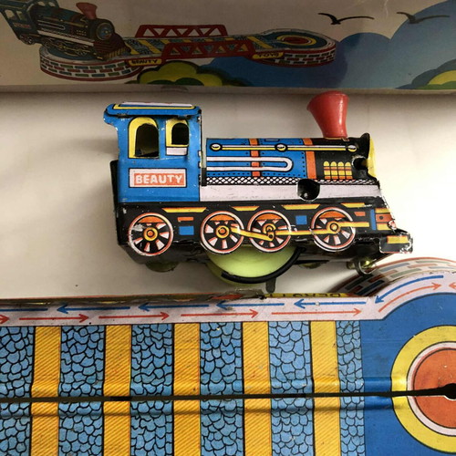Wind-up toy trains Ananiadis and tin, used, set of 3