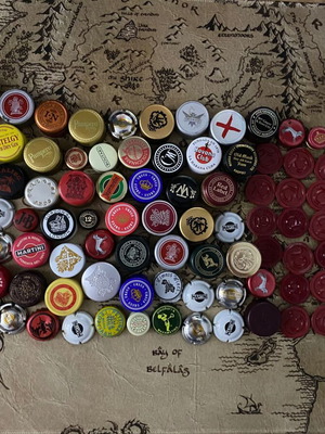Collectible bottle caps used, pack of 120, Greek and foreign