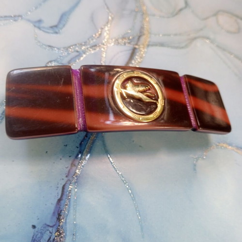 Etro Pegasus Collection vintage hair clip used, plastic with metal base