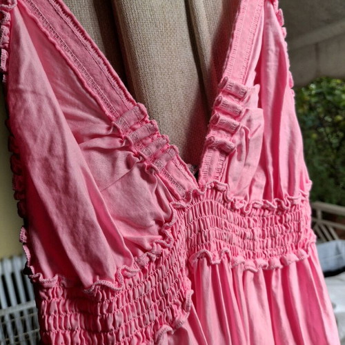 Devotion silk maxi dress small like new, pink, 60% silk 40% cotton
