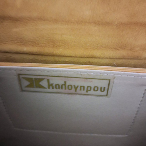 Kalogirou vintage leather shoulder bag, mustard color