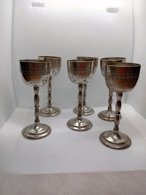 Vintage glasses used, set of 6, silver plate