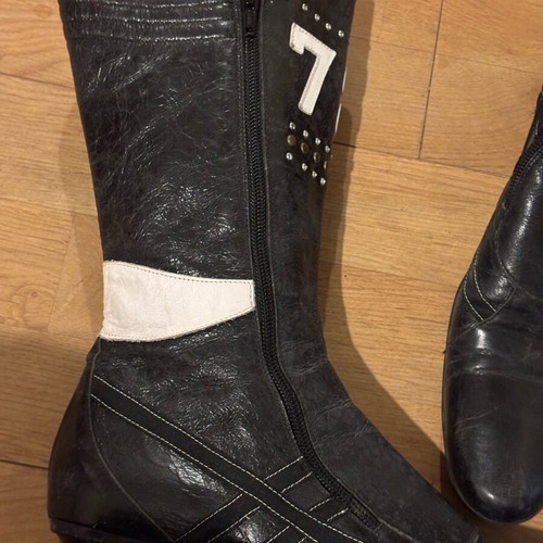 Leather cowboy boots Tsakiris Mallas used, size 42, black with gold