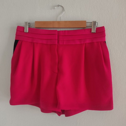 The Kooples elegant hot pink shorts with black velvet details like new, size M