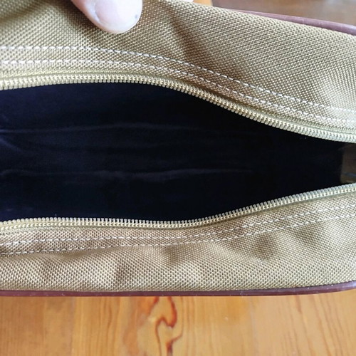 Toiletry bag like new, brown canvas with leather strap BAZOOKA