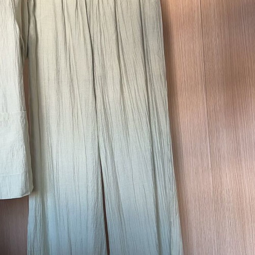 Women's summer set light sage green like new, jacket and wide pants