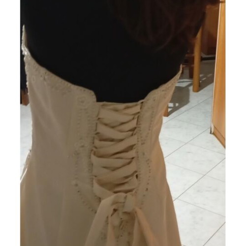 Wedding dress beige strapless with embroidered beads, like new