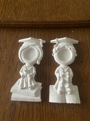 Gypsum ceramic figures with photo space new, set of 2