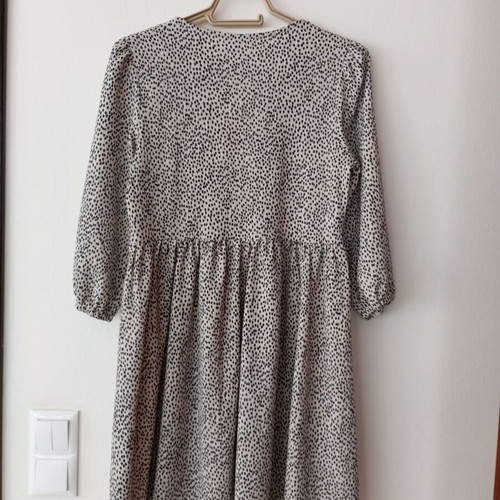 Pepco Mini Babydoll Dress XS, beige with black dots