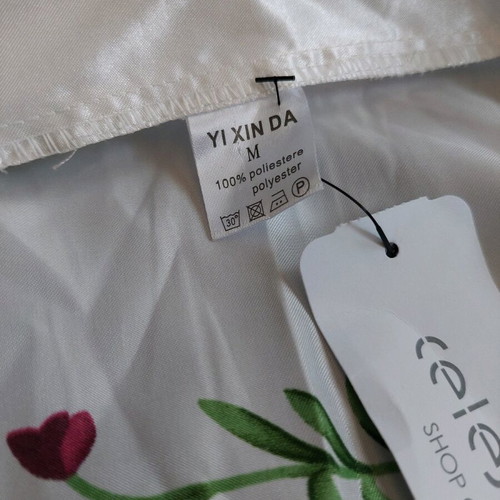 Satin nightdress and robe new Celestino white with roses