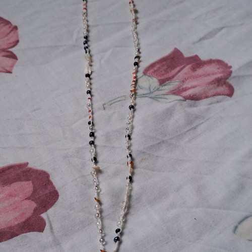 Handmade boho summer necklace with beads and natural shells