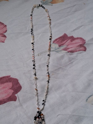 Handmade boho summer necklace with beads and natural shells
