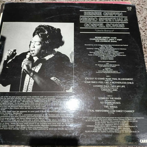 Bessie Griffin Negro Spirituals Gospel Songs vinyl like new, jazz
