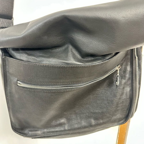 Leather black messenger bag crossbody like new branded with zipper