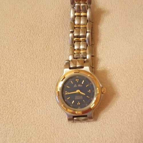 Le Noir Elxis women's wristwatch used, quartz, waterproof, silver with 18k gold