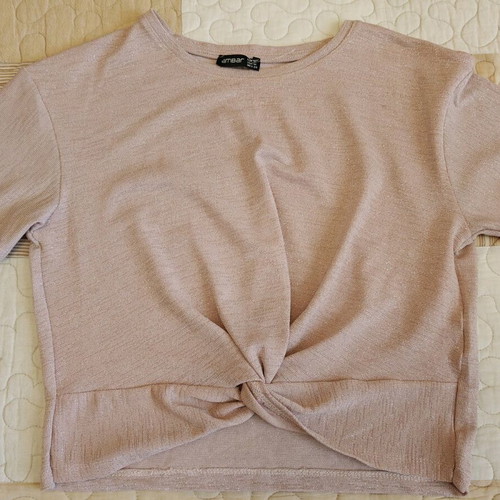 Women's short-sleeve top new, pink with knot design