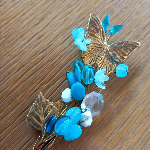 Butterfly woven with wire and crystals like new