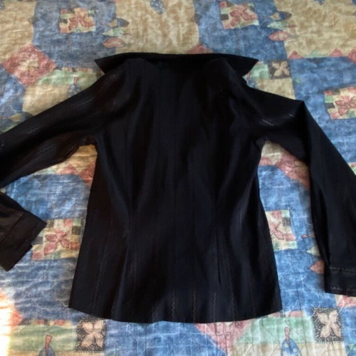 Sarah Lawrence Black Fitted Striped Shirt New, Long Sleeve
