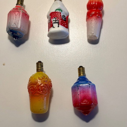 Christmas lights used, collectible set of 5, circa 1958