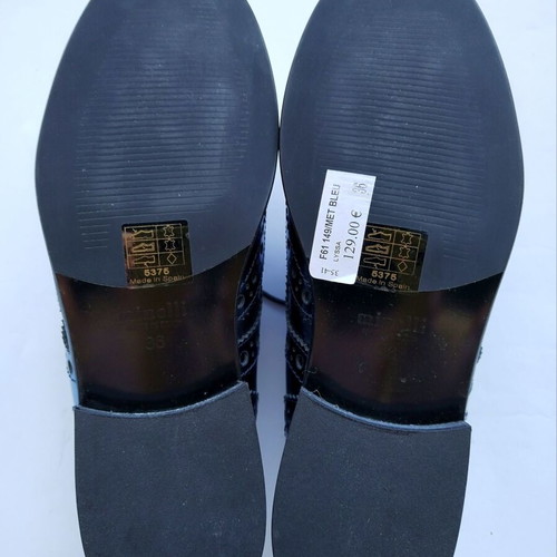 Minelli Lyssa shiny blue leather brogue shoes size 36