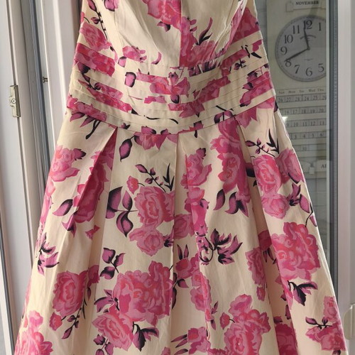 Dorothy Perkins bustier dress, beige and pink, size M