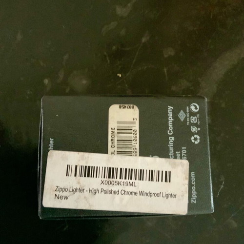 Zippo High Polished Chrome lighter used with original box