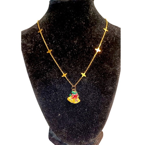 Handmade 2026 lucky charm necklace with bells and steel chain with stars