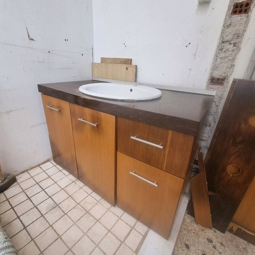 Bathroom cabinet with sink used