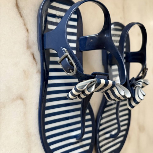 Gioseppo Striped Jelly Thong Sandals Nautic Style like new