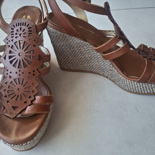 Mourtzi platform sandals size 38 like new, brown, 10 cm heel