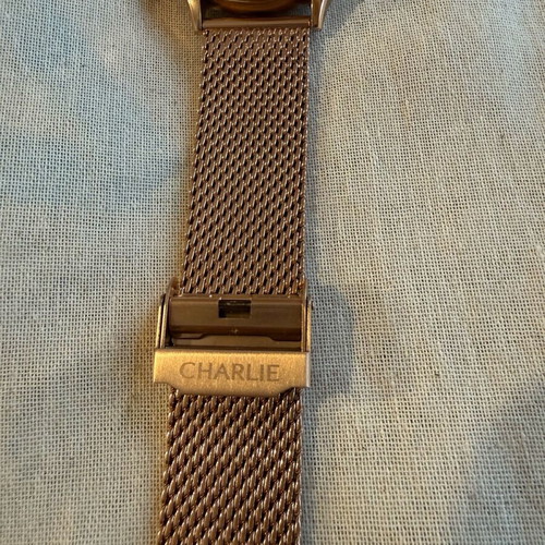 Charlie Initial Open Heart watch rose gold and blue, new