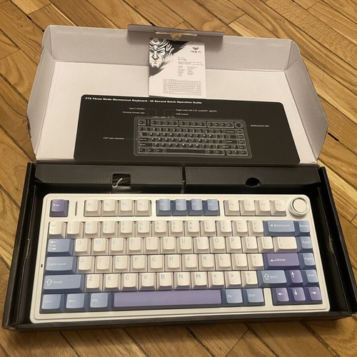 AULA F75 wireless mechanical gaming keyboard, white and blue/purple